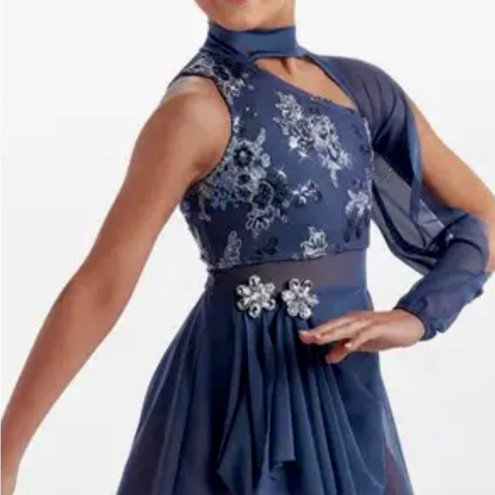 Elegant Medium Child Indigo Blue Dance Dress